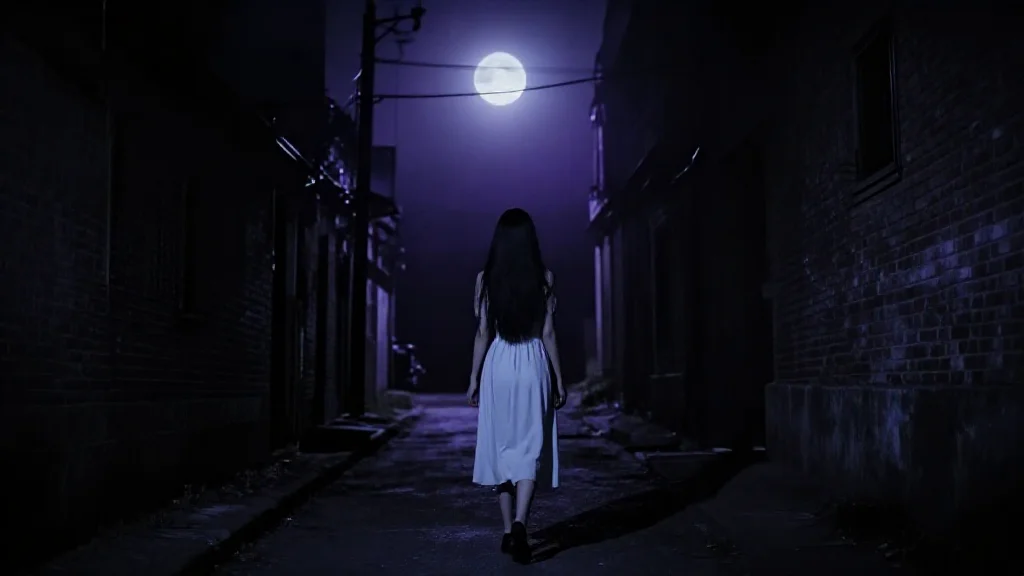 오르막길에서 마주친 여자... 고개만 180도 뒤로 돌아 나를 보고 있었다