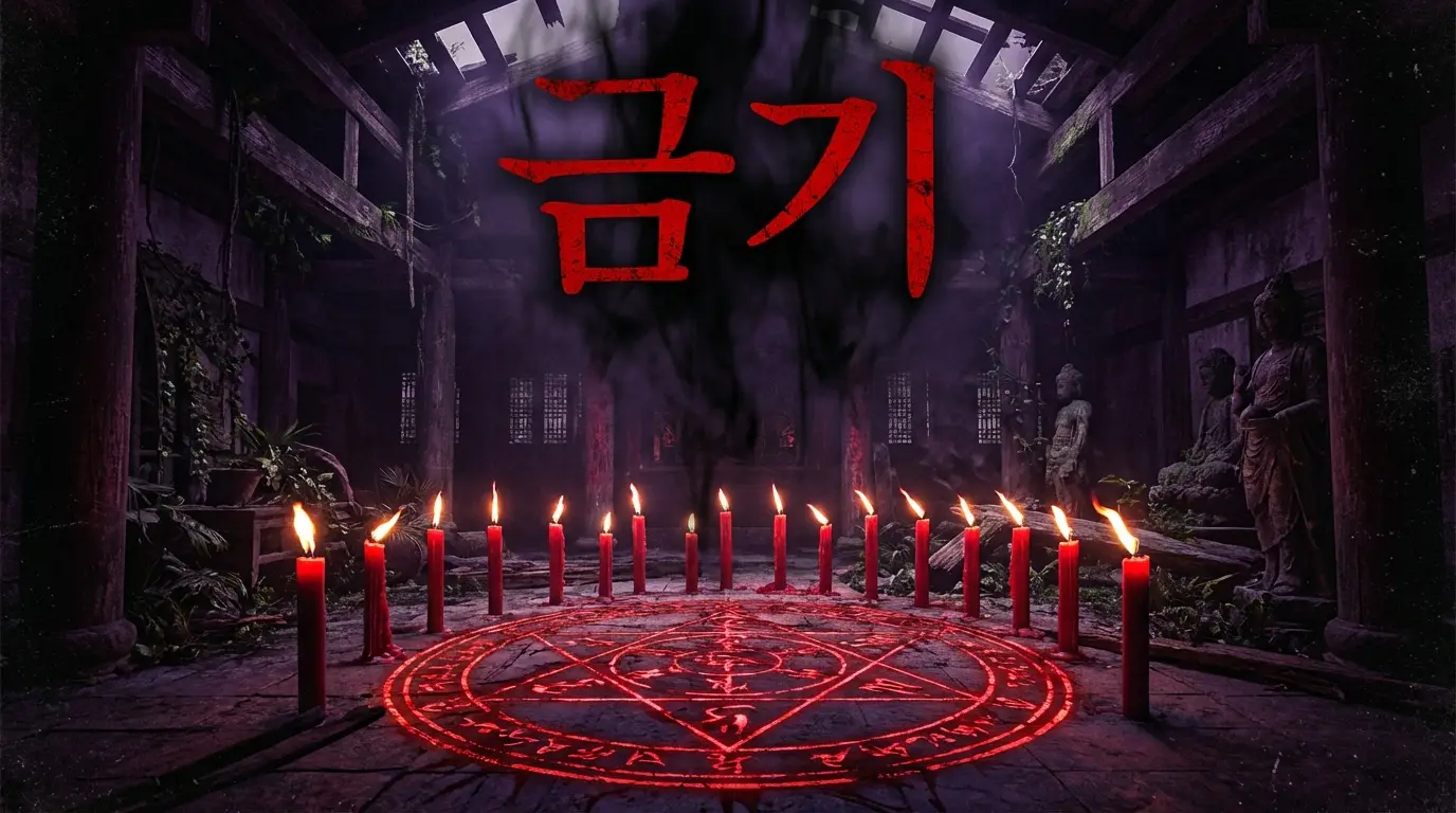 폐사찰에서 빨간 초 49개를 켜고 의식을 했습니다